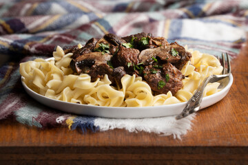 Cozy Plate of Portabello Beef Burgundy for Cold Nights