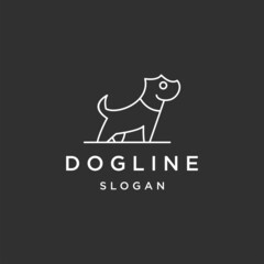 Dog line art logo template vector illustration design