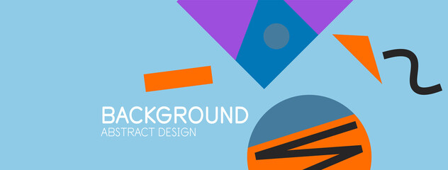 Abstract background. Blocks, lines, triangles, circles composition. Techno or business concept for wallpaper, banner, background, landing page