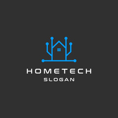 Home tech line art logo template vector illustration design