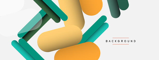 Overlapping round shapes and lines background. Vector illustration for wallpaper banner background or landing page