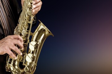 Obraz premium Musician playing jazz music instrument. Band instruments