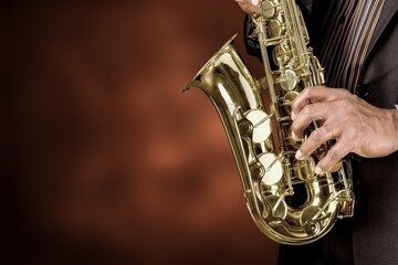 Obraz premium Musician playing jazz music instrument. Band instruments