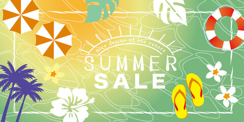 Fototapeta premium 夏 ヤシ リゾートイラスト