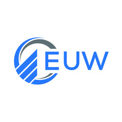 EUW Flat accounting logo design on white  background. EUW creative initials Growth graph letter logo concept. EUW business finance logo design.