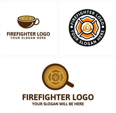 Firefighter emblem logo set