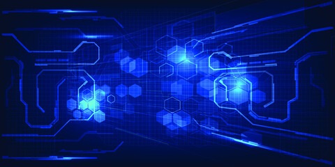 Vector illustrations of hi tech digital vision and perspective abstract blue futuristic design concepts.