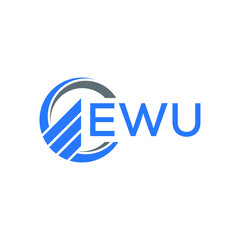 EWU Flat accounting logo design on white  background. EWU creative initials Growth graph letter logo concept. EWU business finance logo design.