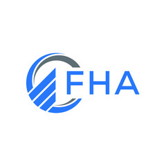 FHA Flat accounting logo design on white  background. FHA creative initials Growth graph letter logo concept. FHA business finance logo design.