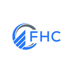 FHC Flat accounting logo design on white  background. FHC creative initials Growth graph letter logo concept. FHC business finance logo design.