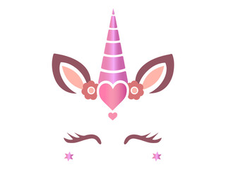 unicorn vector design with heart and flowers