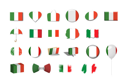 イタリア　国旗イラスト21種