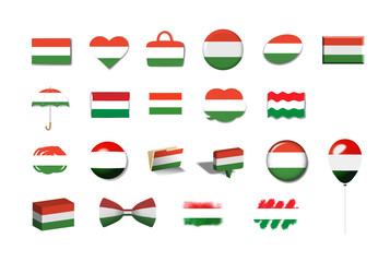 ハンガリー　国旗イラスト21種