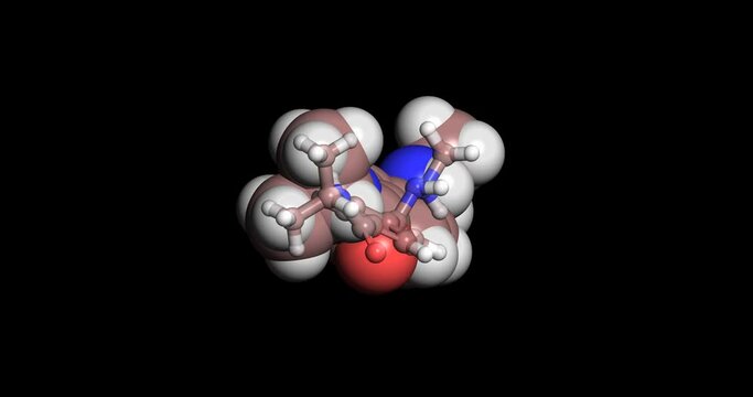 Ruxolitinib, anticancer drug, 3D molecule, spinning 4K