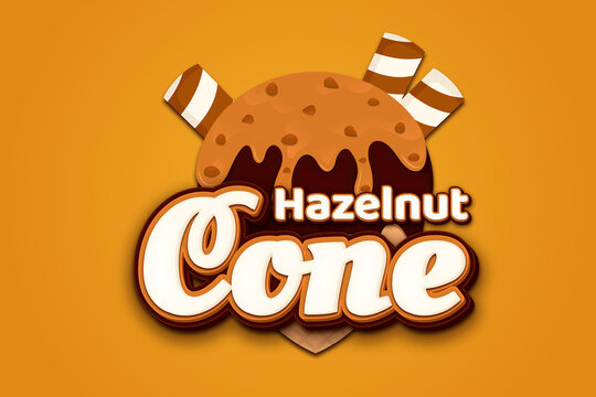 Hazelnut Ice Cream Cone Logo With Editable Text Effect