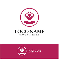 logo design of people doing yoga symbol icon illustration vector