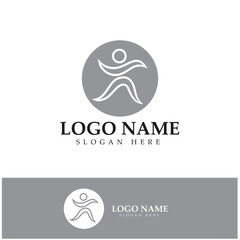 logo design of people doing yoga symbol icon illustration vector