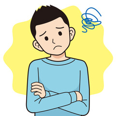 困るスウェットの男性＿線画