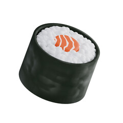 Sushi roll trendy isometric illustration on white background. 3D rendering.