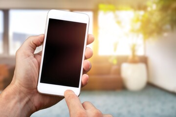 Mobile Mockup. Unrecognizable person Holding Blank Smartphone With Screen