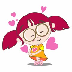 vector mascot illustration a cute little girl in love