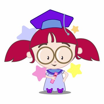 vector mascot illustration a cute little girl graduated