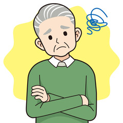 困るシニア男性＿線画