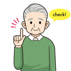 説明するシニア男性＿線画