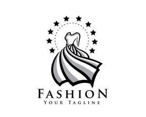 women beauty dress fashion tailor designer drawn art vintage logo symbol template illustration for tailor shop fashion