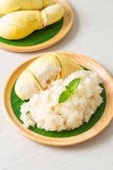 Durian sticky rice on plate