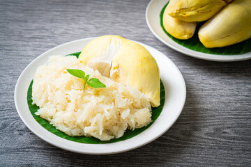 Durian sticky rice on plate