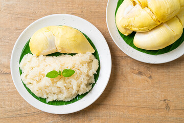 Durian sticky rice on plate