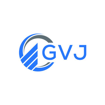 GVJ Flat accounting logo design on white  background. GVJ creative initials Growth graph letter logo concept. GVJ business finance logo design.
