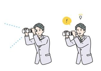 調査をする男性コンサルタントのイメージイラスト素材