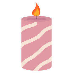 Vector illustration of a cute pink candle. Decor for home and comfort