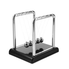 Newton's cradle isolated on white. Physics law of energy conservation