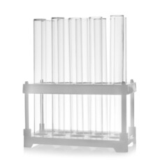 Empty test tubes on white background. Laboratory equipment