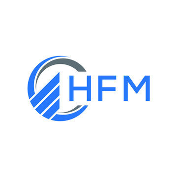 HFM Flat accounting logo design on white  background. HFM creative initials Growth graph letter logo concept. HFM business finance logo design.