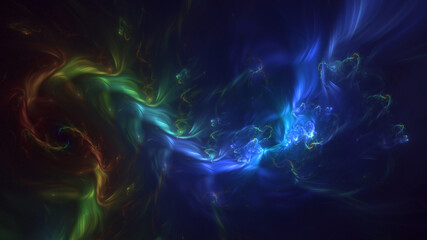 3D rendering abstract multicolor fractal light background