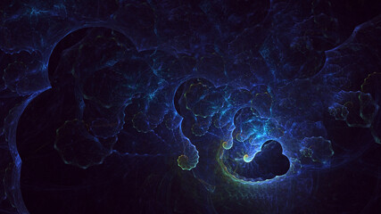 3D rendering abstract multicolor fractal light background