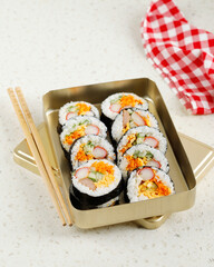 Korean Roll Rice or Gimbap on Korean Lunchbox