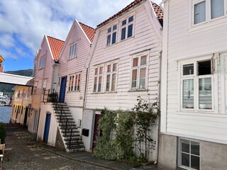 Historic wooden houses Nordnes Bergen Norway