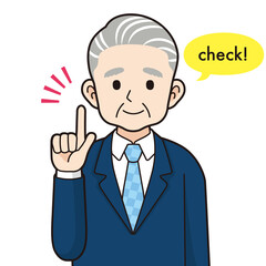 Fototapeta premium 説明するスーツのシニア男性 輪郭線あり