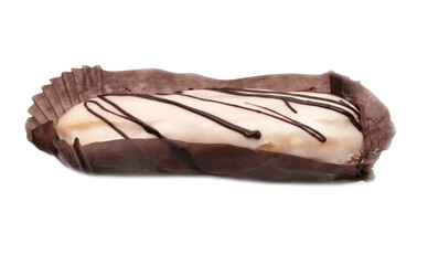 Eclair isolated on white background.