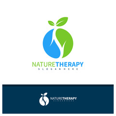 Obraz premium Brain Leaf logo design vector, Creative Healthy logo concepts template illustration.