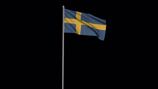 Sweden flag, 4k video background is transparent