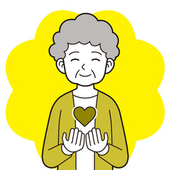 ハートを持つシニア女性