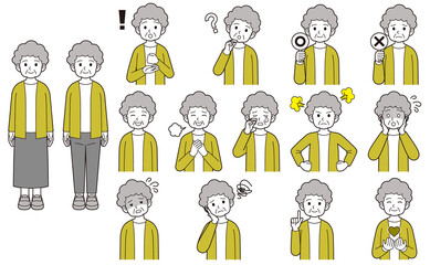 シニア女性表情色々セット