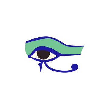 Sun Eye of Horus Egyptian protection amulet, flat vector illustration isolated.