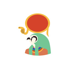 Egypt god of the sun Ra or Horus in form of falcon, flat vector isolated.